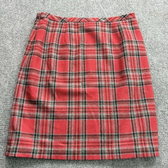 Liz Claiborne Skirt Womens 10 Red Gray Tartan Plaid Academia Preppy Schoolgirl - Picture 10 of 11